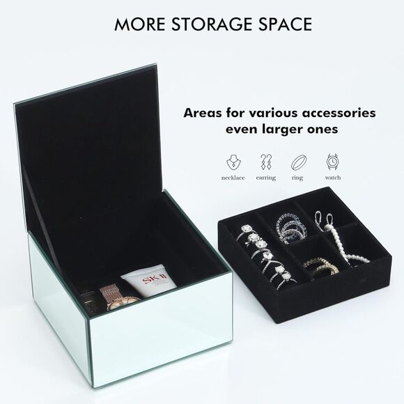 2 Layer Glass Jewelry Box‎ "Letter E" (4024) - Picture 3 of 7